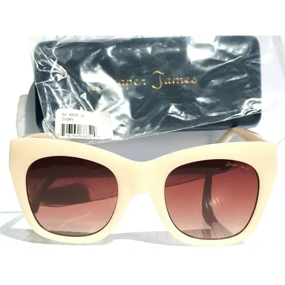 NEW Draper James ELOISE Ivory & Brown Designer Women's Sunglass SU 0032 91